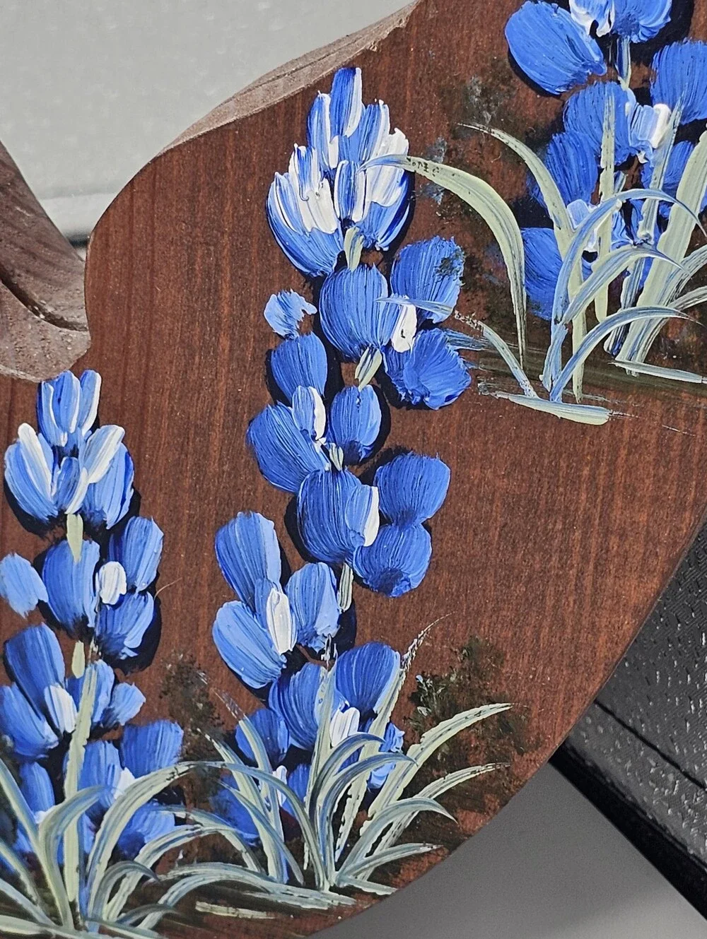 Handmade Wood Texas Mirror Wall‎ Hanging Blue Bonnet Handpainted Vintage Picture